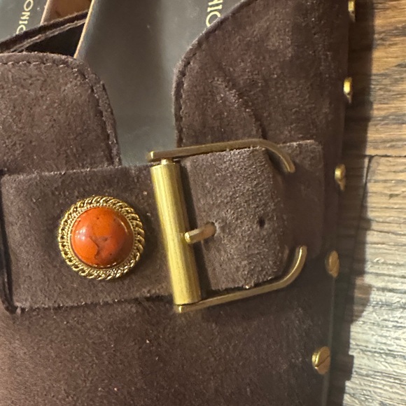 Veronica Beard Fern Espresso Brown Suede Charm Clogs Mules 10 - Picture 6 of 16